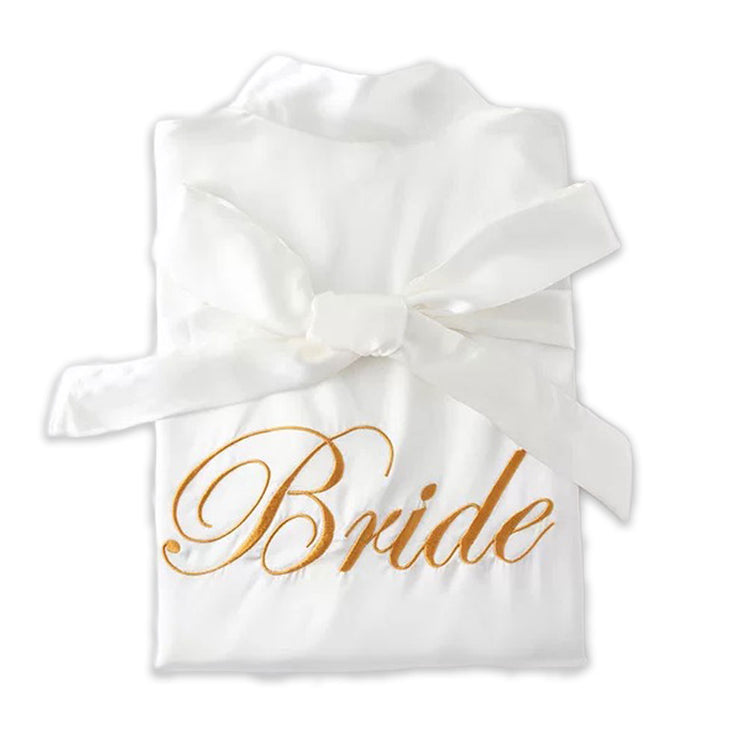 "Bride"刺繍入り ブライダルサテンガウン