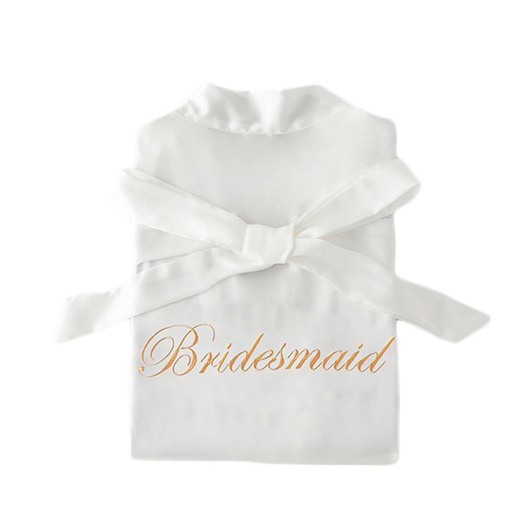"Bridesmaid"刺繍入り ブライズメイドサテンガウン